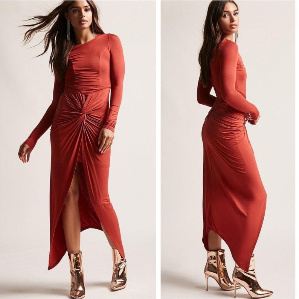 NWT brick red long sleeve sundress